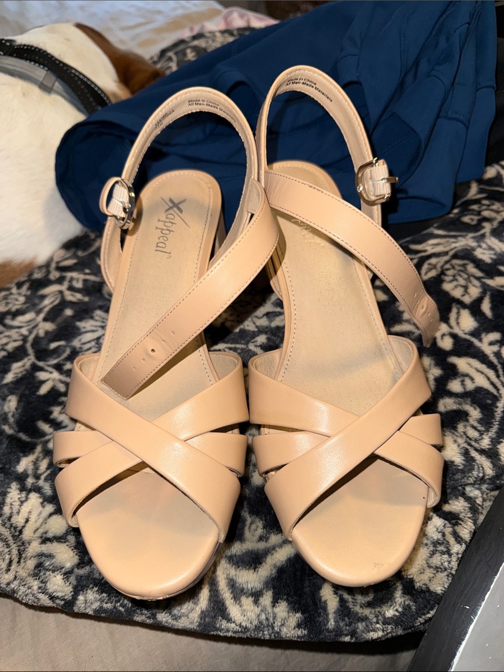 Xappeal Beige Crisscross Slingback Sandals